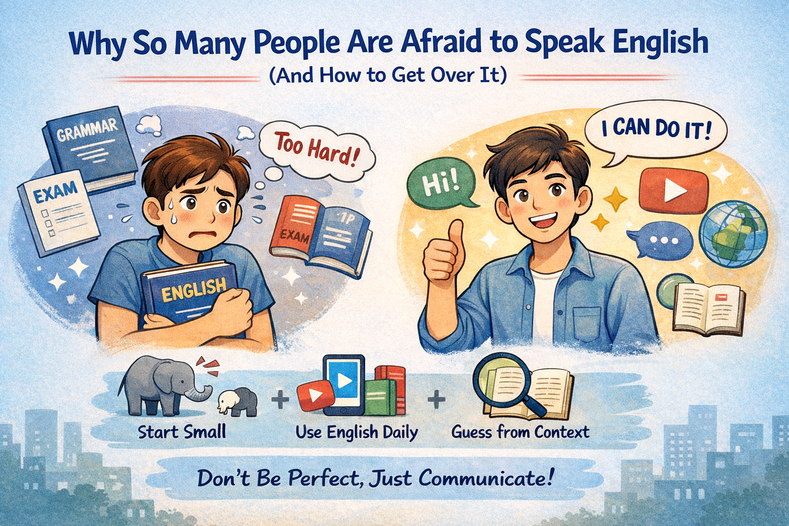 Nervous learner who is afraid to speak English
